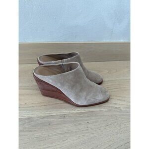 $298 Joie Womens Breana Mules Shoes Wedge High Heel Suede Slip On Size 10